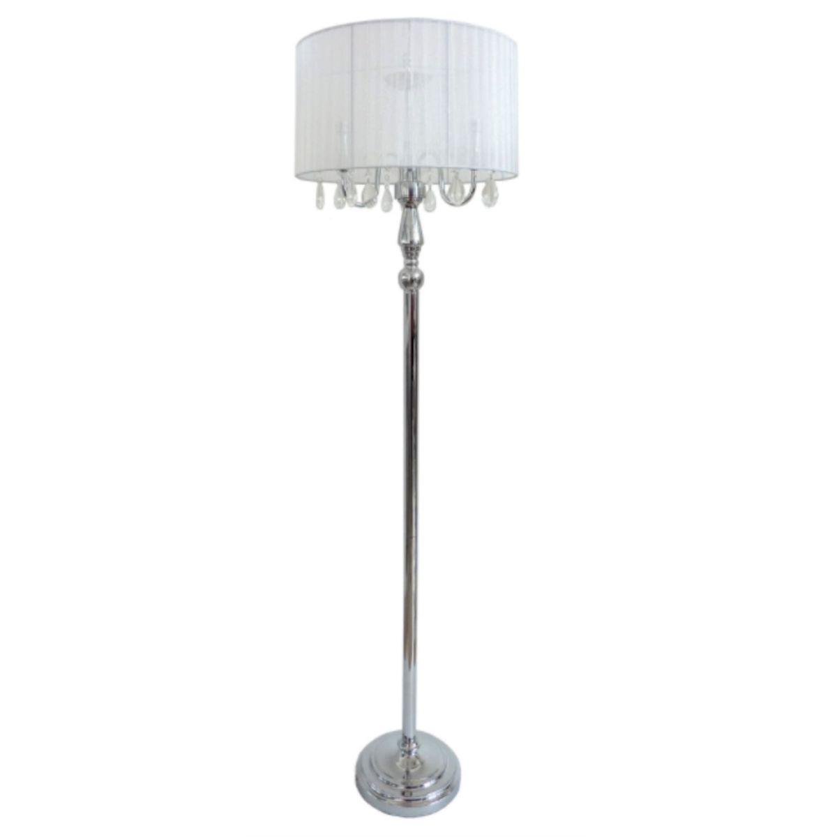 [] Elegant Designs gfBŃ}`bNȃVA[VF[htAvƒ݂艺NX^ [yVCOʔ] | Elegant Designs Trendy Romantic Sheer Shade Floor Lamp with Hanging Crystals