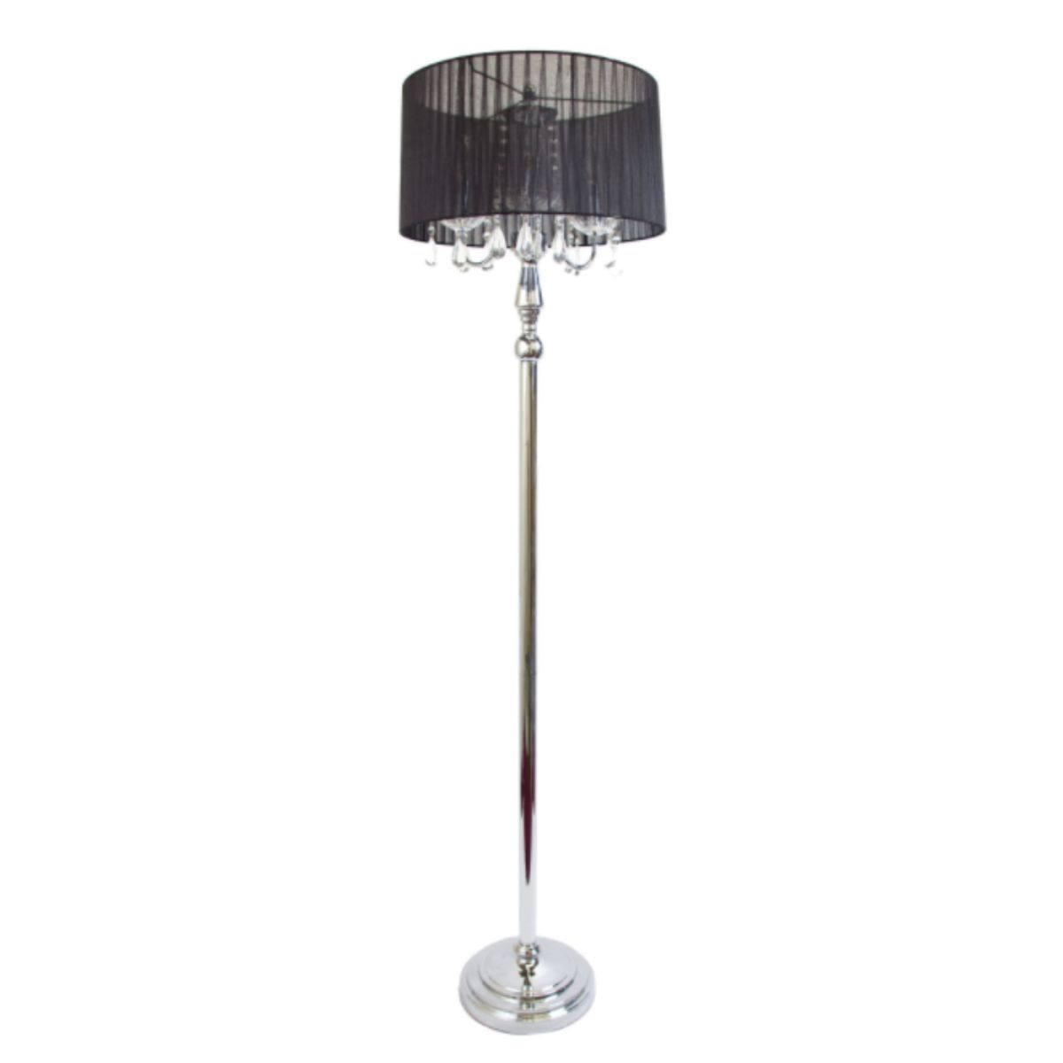 [] Elegant Designs gfBŃ}`bNȃVA[VF[htAvƒ݂艺NX^ [yVCOʔ] | Elegant Designs Trendy Romantic Sheer Shade Floor Lamp with Hanging Crystals