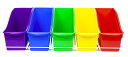 [送料無料] Storex 壁掛け式大型プラスチック製本箱5個セット、各色 [楽天海外通販] | Storex Set of 5 Large Plastic Book Bins with Wall Mount, Assorted Colors