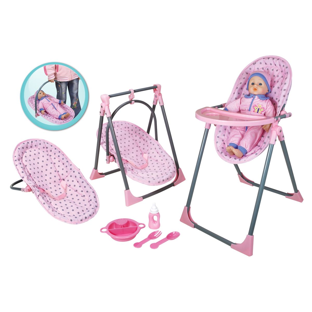 [RDY] [送料無料] Lissi ドールズ - 4 in 1 ハイチェアセット [楽天海外通販] | Lissi Dolls - 4 in 1 Highchair Set
