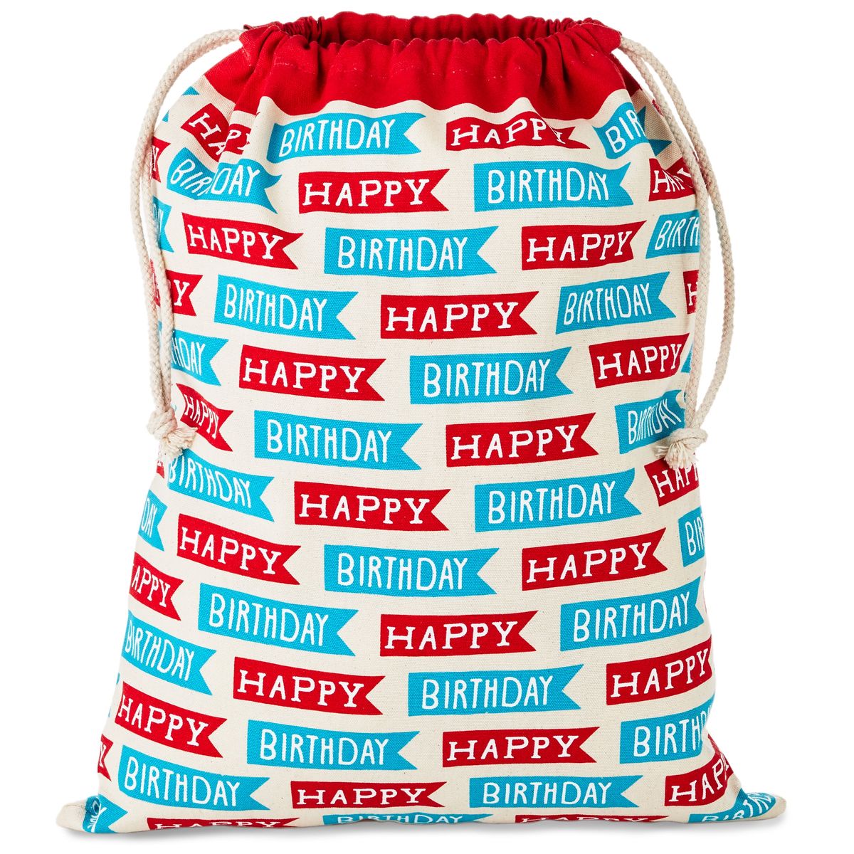 [送料無料] Hallmark 20 "特大バースデー巾着ギフトバッグ（赤と青の "ハッピーバースデー "フラッグ）子供、孫、大人、同僚、友人用 [楽天海外通販] | Hallmark 20" Extra Large Birthday Drawstring Gif