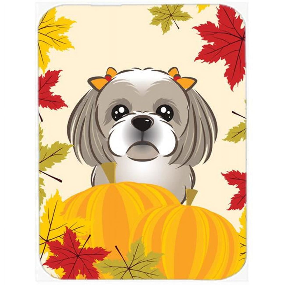 [RDY] [送料無料] 灰銀のシーズーの感謝祭のガラスまな板大 [楽天海外通販] | Gray Silver Shih Tzu Thanksgiving Glass Cutting Board Large