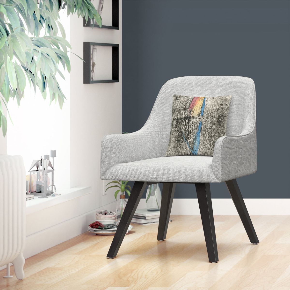 [RDY] [送料無料] アンソニーSikich 16 X 16 装飾的な投球枕によって「黒の炎」多彩な形のライン構成 [..