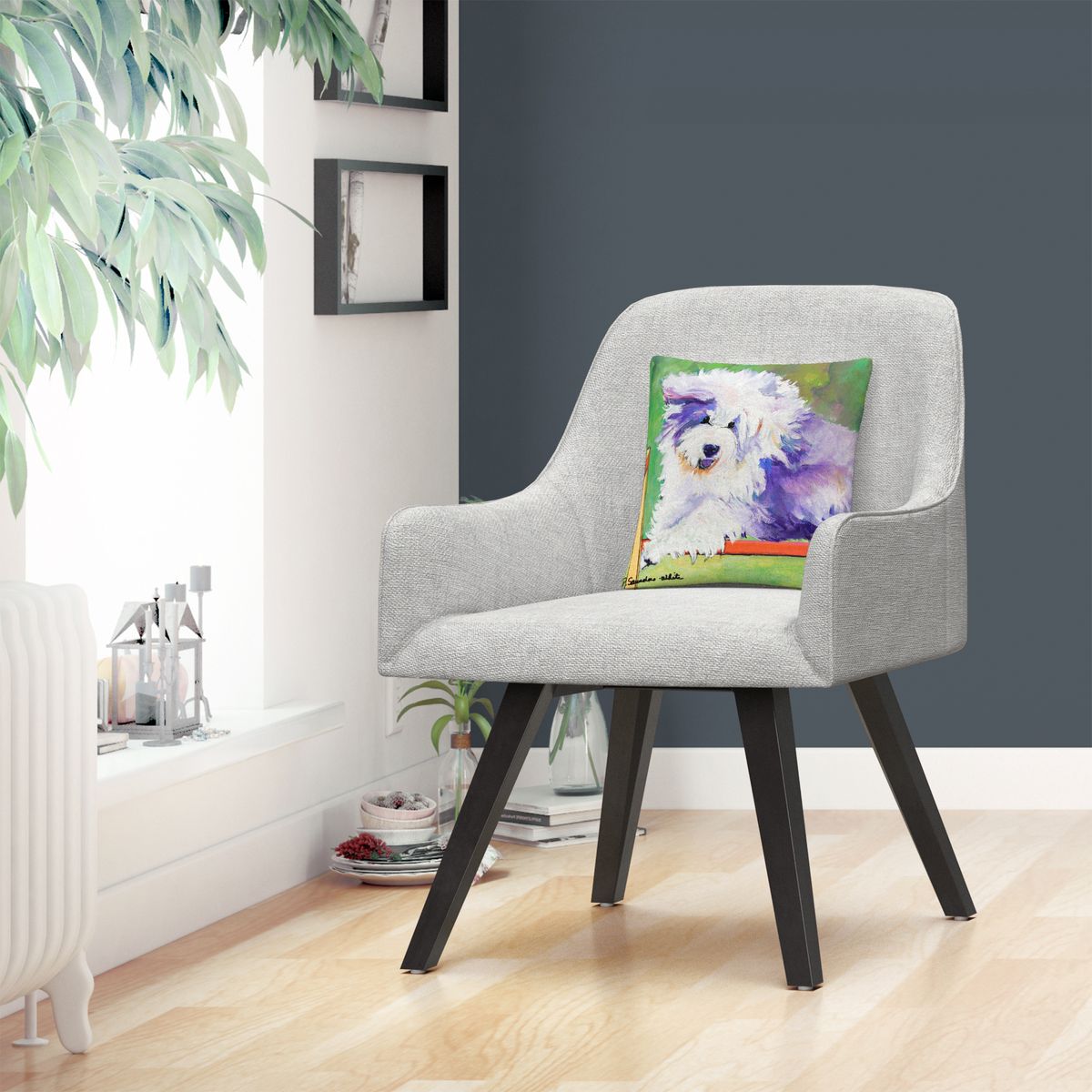 [送料無料] パットSaunders -ホワイト16 X 16装飾的なスロー枕で太字を描くチベットトライ'動物ペット ..