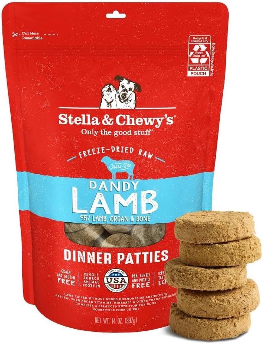   Stella & Chewy's 犬用フリーズドライ生食パティ - ダンディ・ラム・レシピ - 14オンス袋  | Stella & Chewy's Freeze-Dried Raw Dinner Patties for Dogs - Dandy Lamb Recipe - 14 Ounce Bag