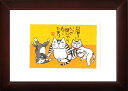 Kabamaru カバマル 猫日和 八ツ切額入り(10) 岡本 肇 手描き作品 絵画 水墨画 作家オフィス「和味文化研究所」直営店[アート インテリア 壁掛け ...