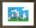 Kabamaru カバマル と 仲良し猫たち 太子額付(2)【送料無料】 岡本 肇 手描き作品 絵画 水墨画 作家オフィス「和味文化研究所」直営店[アート イン...