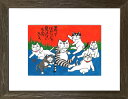 Kabamaru カバマル と 仲良し猫たち 太子額付(17)【送料無料】 岡本 肇 手描き作品 絵画 水墨画 作家オフィス「和味文化研究所」直営店[アート イ...