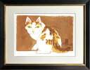 猫の肖像 太子額付(20)【送料無料】 岡本 肇 手描き作品 絵画 水墨画 作家オフィス「和味文化研究所」直営店[アート インテリア 壁掛け 壁飾り 装飾 額縁...