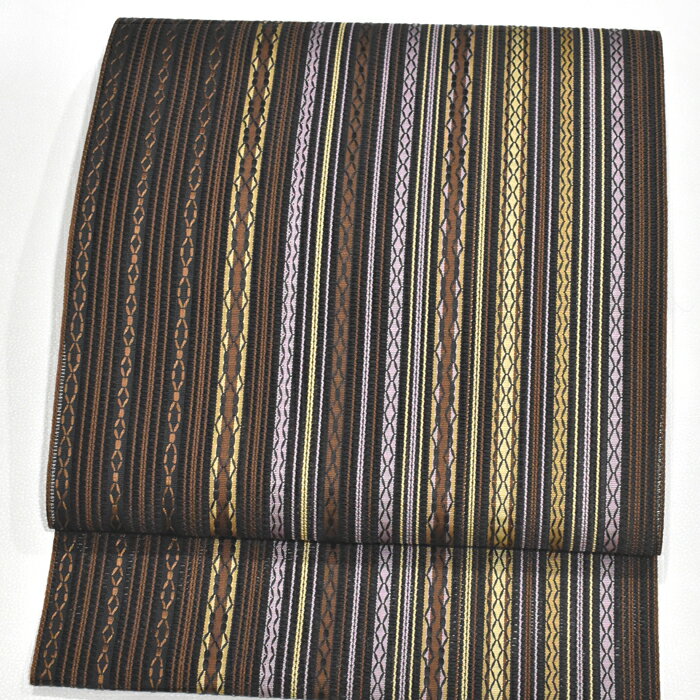 夏帯！本場筑前 博多織 筑前織物謹製 正絹 全通 紗八寸名古屋帯 黒地【お仕立代無料＆送料無料＆代引料無料】新品 縞 博多帯 八寸帯 紗八寸なごや帯 袋名古屋帯 袋なごや帯 金証紙 金ラベル 女性用 夏用 色無地用 小紋用 日本製 区分上は紗織ですが実際は「羅織」