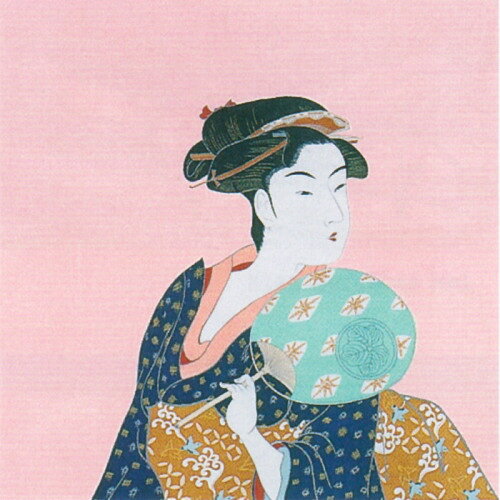 風呂敷 丹後ちりめん浮世絵 ふろしき タペストリー 68cm うちわ美人 日本製 お土産...