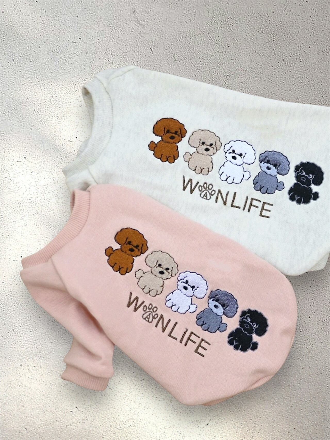 ぷーどるまみれ　刺繍ウエア　お名前刺繍　名入れ　わんこ刺繍　ドッグウェア　犬服　半袖　トレーナー..