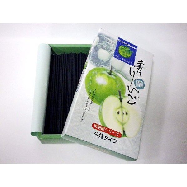 爽やかな青りんごのほのかな香りで癒されます。 煙が少ないので、仏事でのご使用だけでなくお香としてもお使い頂けます。 日本製 数量：約 190本入り サイズ：約 14cm