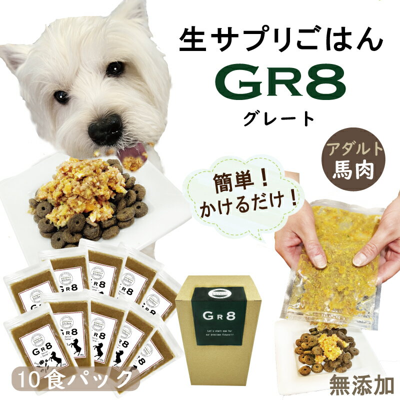 犬用 手作りごはん 生サプリ 1才から ウェットフード グレート～アダルト 100g×10パック入り 無添加 自然食品 国産 成犬 食材 馬肉・野菜の栄養満点 ちょい足しフード 低カロリー 高タンパク 低脂肪 調理済み 加熱済み 解凍するだけ 水分補給に 無料健康相談つき ワンバナ