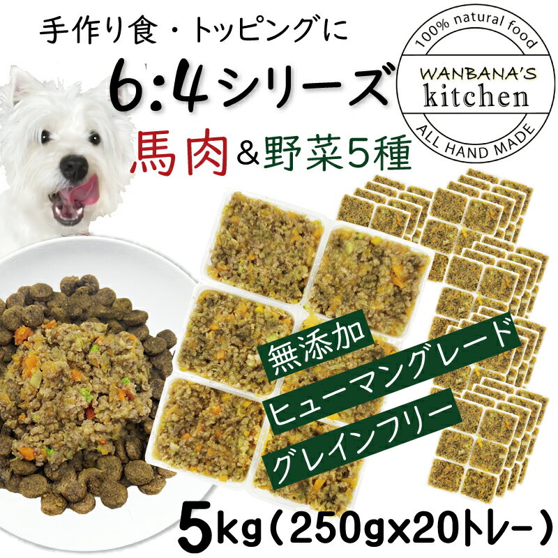 犬用厳選 トッピング材料や手作りごはんに 包丁いらず簡単レンチンOKろくよん馬肉6：5種の野菜4黄金比率5kg 42g 120個 国産 無添加 毎日続けられる価格設定 健康寿命をのばす命と向き合い19年…