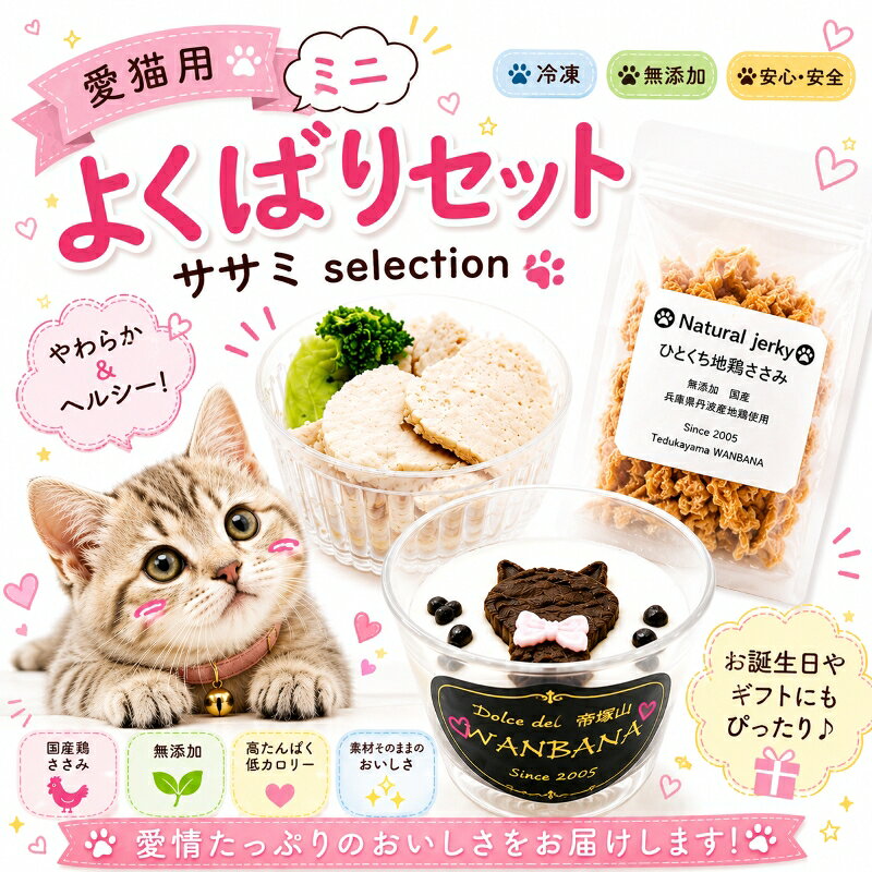 【送料無料】猫用おやつケーキのよくばりミニセット チキン・ささみセレクション/カップケーキ・カップごはん・一口ささみジャーキー 無添加 ねこちゃん大好き タンパク質たっぷりで栄養満点 低カロリー アレルギー対応!お誕生日やギフト 贈り物 バースデープレゼントにも