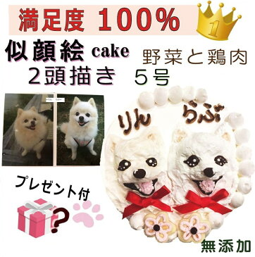 犬用の 似顔絵ドッグケーキ を立体に! 2頭描き 野菜と大山鳥 生地 5号 誕生日に無添加で安心人気 バースデー 名前入れ おやつ お祝い オリジナル 記念 口コミ セット かわいい 小型犬 えさ ごはん ドッグ フード 帝塚山 WANBANA