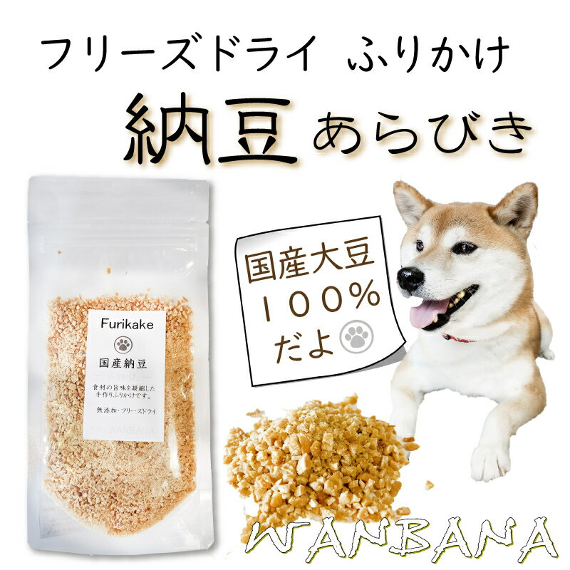 犬 ふりかけ フリーズドライ 国産納豆あらびき 40g 国産大豆100％使用 無添加 高級 なっとう トリーツ おやつ トッピング アンチエイジング ドッグ 帝塚山WANBANA