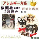 犬用の 似顔絵ドッグケーキ を立体に！ 2頭描き 野菜と馬肉 生地 6号 誕生日に無添加で安心人気 バースデー 名前入れ おやつ お祝い オリジナル 記念 口コミ セット かわいい 小型犬 えさ ごはん ドッグ フード 帝塚山 WANBANA