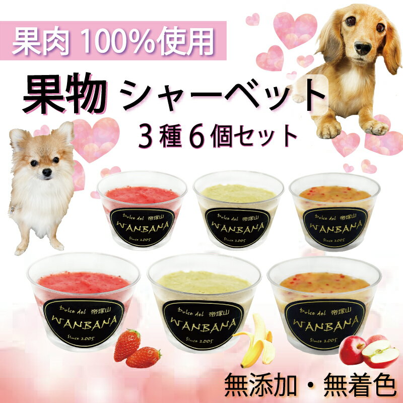 犬用アイス 果物シャーベット 6種類 80gセット いちご・バナナ・りんご 消化のメカニズムに熟慮した 無添加 お得セット 暑い 熱中症対策 食欲不振 夏バテ 体温調節 フルーツ 果物 ひんやり 冷たい 贈り物 ギフト プレゼント アレルギー対応