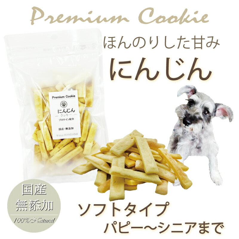 犬用の無添加おやつ プレミアムにんじんクッキー βカロテンたっぷり!眼労予防に パピーからシニアまで食べれるソフトクッキー 帝塚山WANBANAワンバナ