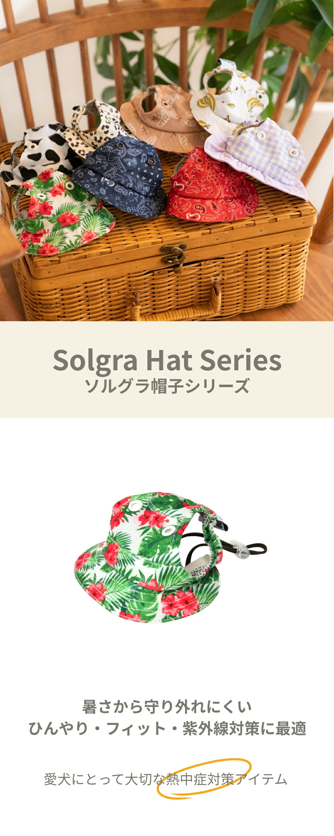 帽子 S/M/L Solgra-ソルグラ- 犬用 ハット アウトドア 暑さ対策 熱中症対策 クール...