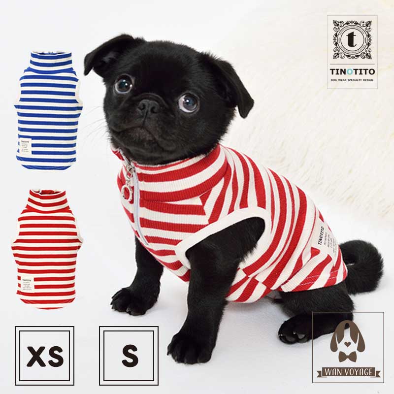 ボーダー柄タートルノースリーブ XS/S/M/L/XL/XXLサイズ TINOTITO ティノティート wanvoyage ワンボヤージュ 犬の服 おしゃれ 犬服 ドッグウェア トイプードル チワワ ダックス