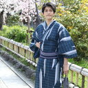 浴衣 メンズ セット 男物高級綿浴衣3点セット「紺地に矢絣」父の日ギフト 財布 男性 男 レトロ 大人 高級綿浴衣 角帯 下駄 M L LL