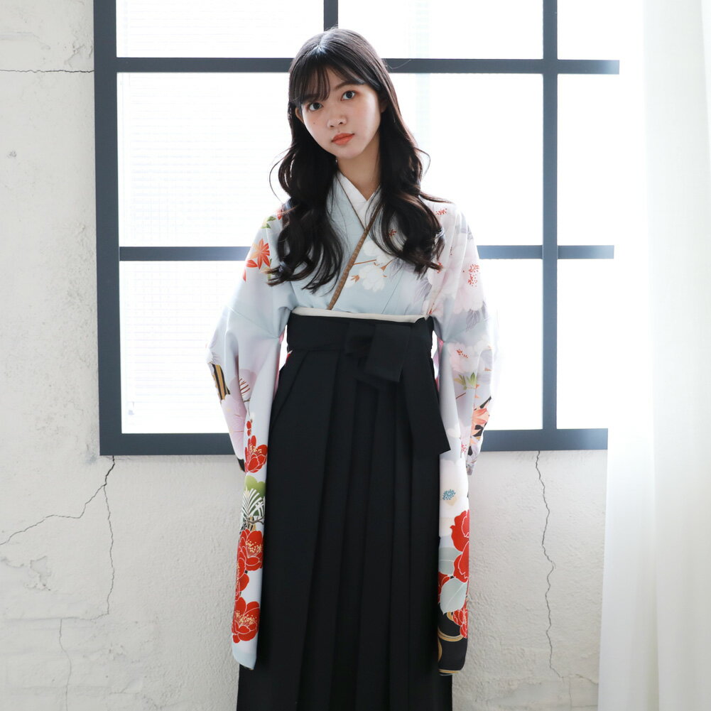 【05/03 00:00〜05/07 09:59まで最大2,000円OFFクーポン】【レンタル】 卒業式 袴 レンタル 大学生 フルセット 袴セット 卒業式袴セット 袴フルセット 「グレー地に梅と松」