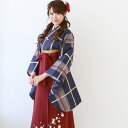 【レンタル】 卒業式 袴 レンタル 女 フルセット 先生 大学 紺 レトロ 袴セット 卒業式袴セット2尺袖着物&袴 フルセットレンタル 安い 教員「紺地に格子模...