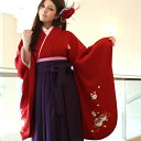 【10/24 20:00〜10/27 09:59まで最大2,000円OFFクーポン】【レンタル】 卒業式 袴 レンタル 女 袴セット 大学生 卒業式袴セット2尺袖着物&袴 フルセットレンタル 安い 「赤ににパステル調の鞠と桜刺繍 教員 シンプル」