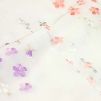 【12/29～1/9日 最大2,000円OFFクーポン】オシャレポリエステル白刺繍ちりめん半衿 半襟 はんえりのサムネイル