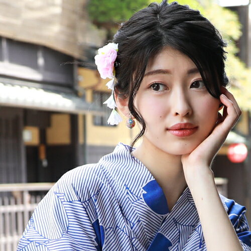 【8/4 20:00〜8/18 8:59まで最大2,000円OFFクーポン】「なでしこ」日本製 浴衣 髪飾り クリップ「ぶら下がり付き花髪飾り」花 ちりめん 大人 ヘアアクセサリー 浴衣用ヘアーアクセサリー 浴衣 夏祭り 花火大会 青 ピンク 白のサムネイル