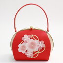 日本製 成人式 振袖用 和装バッグ「赤地に七宝・桜刺繍」和装バッグ 成人式 バッグ 振袖 着物 和装 和服 花柄 レトロ〔zu〕 2