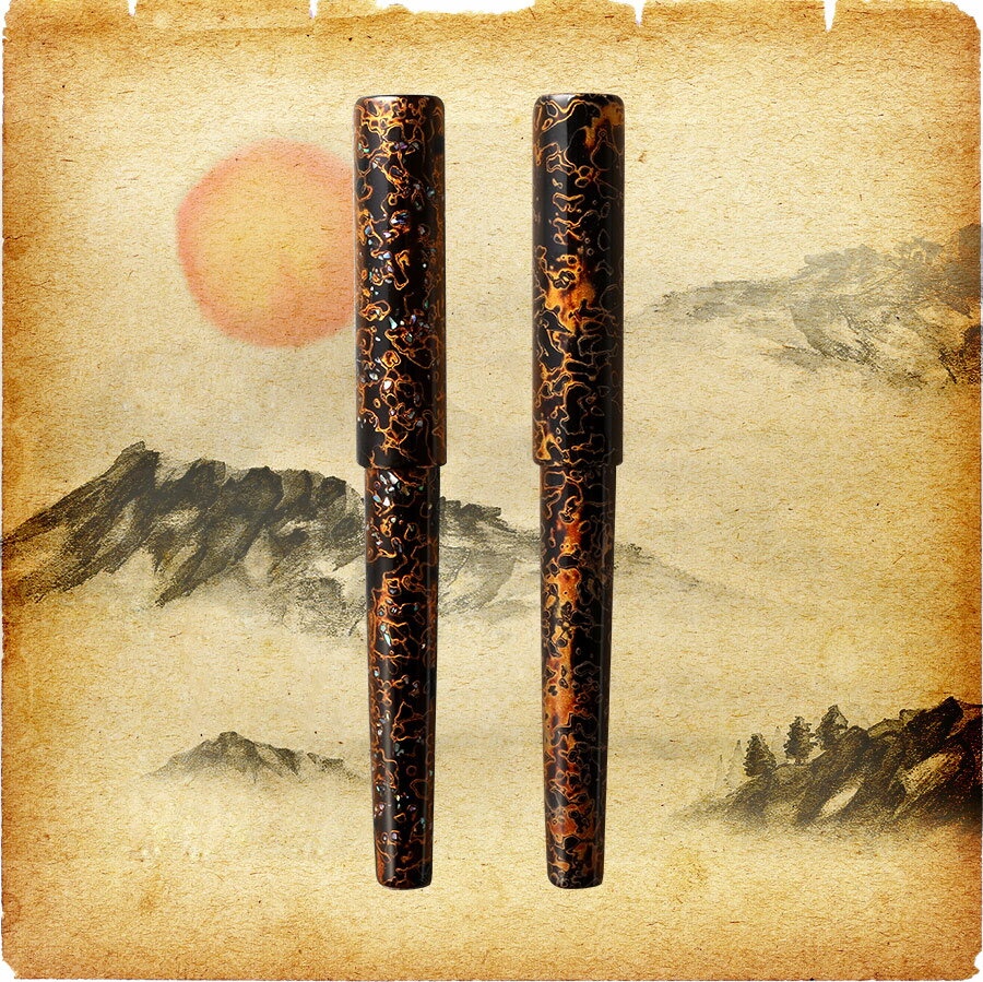 ワンチャー「世界万年筆 犀皮漆」 中国伝統漆芸・黒上げ・螺鈿【ワンチャー ブランド 公式 正規品 万年筆 木軸 銘木 中国漆 犀皮漆 天然木 天然漆 ワンチャー オリジナル EF F M ペン先 Wancher 1年保証 芸術品 ギフト プレゼント】