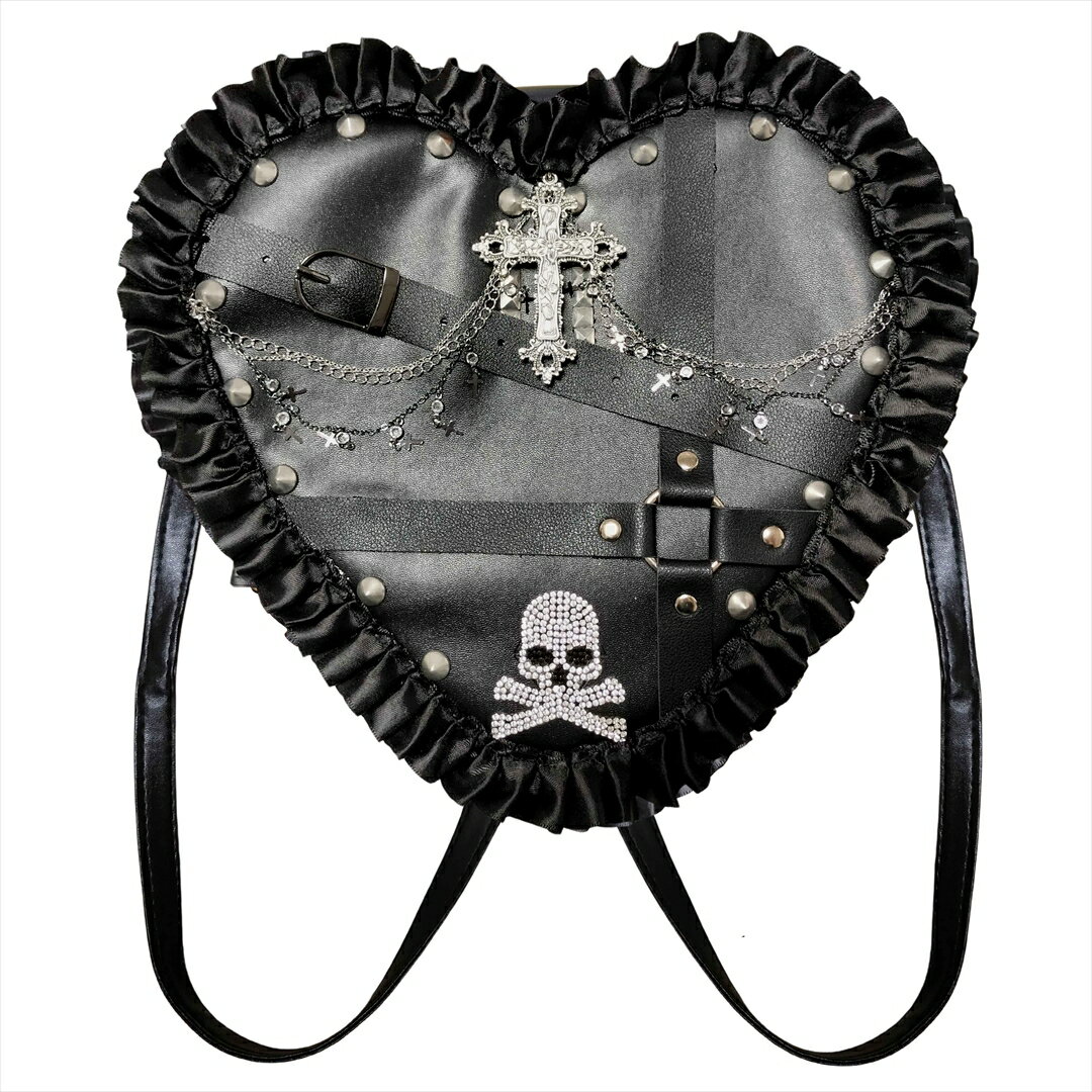 【在庫限り！数量限定！】パンク ロック リュック ゴスロリ 地雷系 ロリータ レディース リボン ハート フリル バッグ かばん 女の子 可愛い 仮装 ハロウィン イベント 学園祭 文化祭 パーティー
