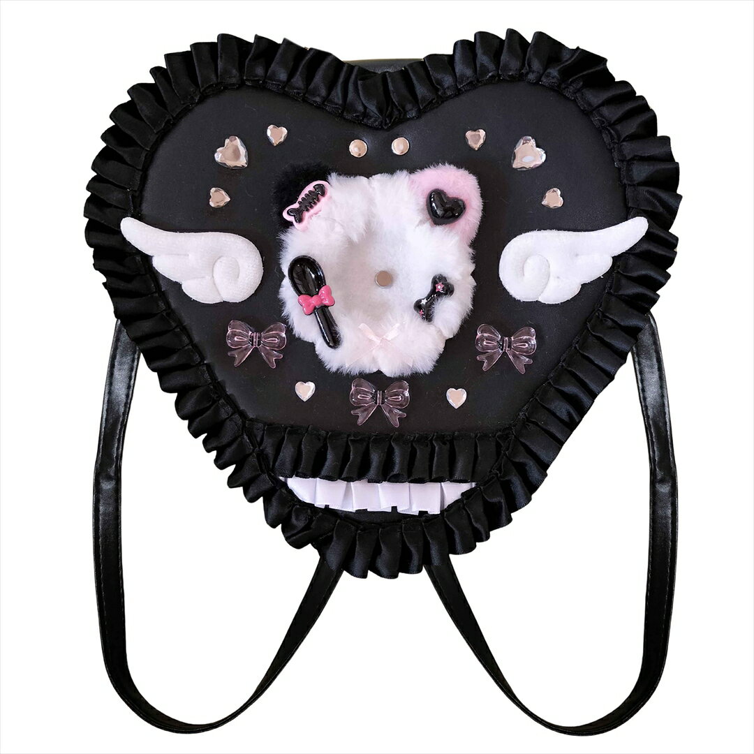 【在庫限り！数量限定！】エンジェル 天使の羽 ネコ 缶バッチ リュック ゴスロリ 地雷系 ロリータ レディース リボン ハート フリル バッグ かばん 女の子 可愛い 仮装 ハロウィン イベント 学園祭 文化祭 パーティー