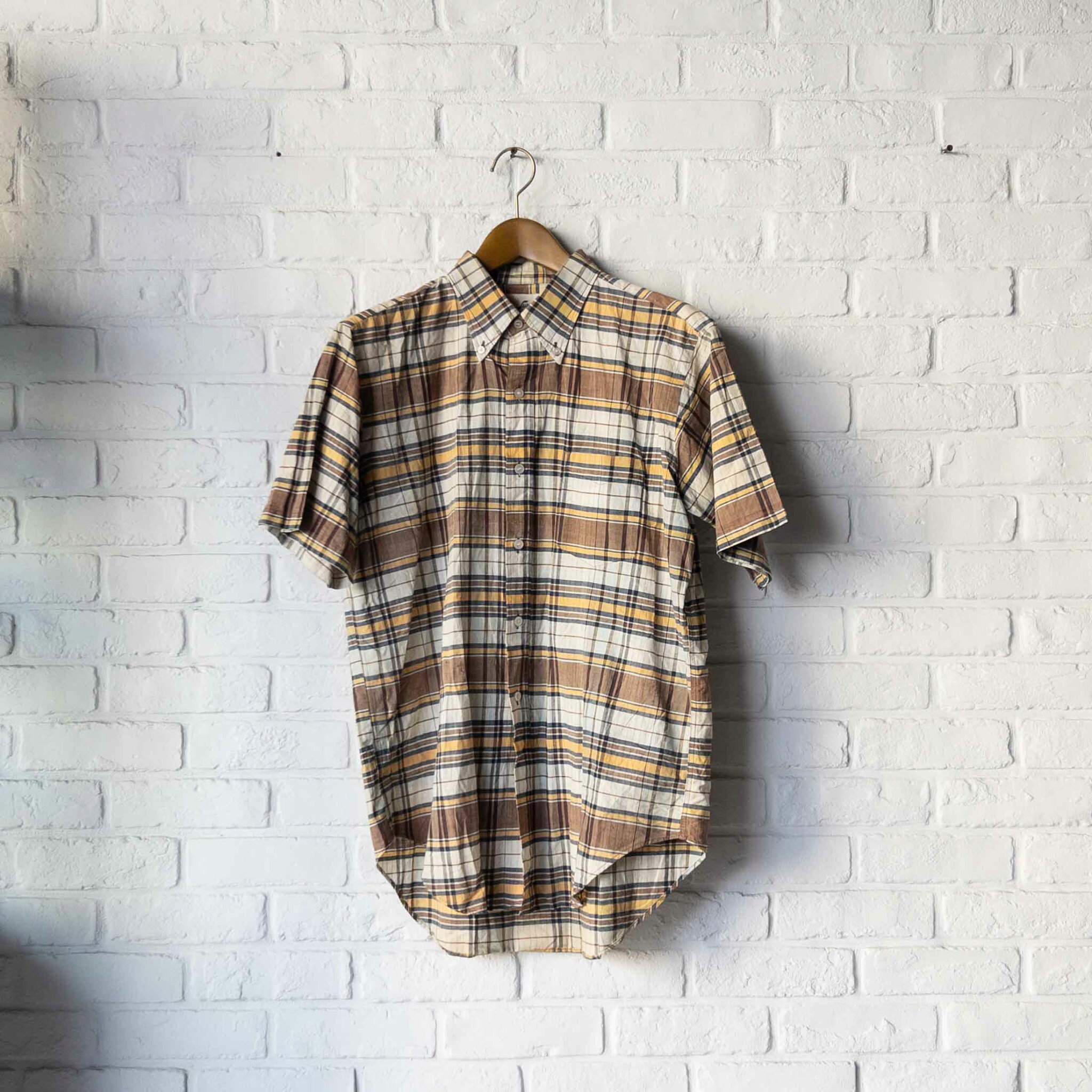 インド綿 60's SUN N SAND マドラスチェック柄 スーベニアシャツ 半袖シャツ 60年代 short sleeve shirts メンズ コットン アメリカ製 サイズ L 古着 インド綿 INDIA Cotton