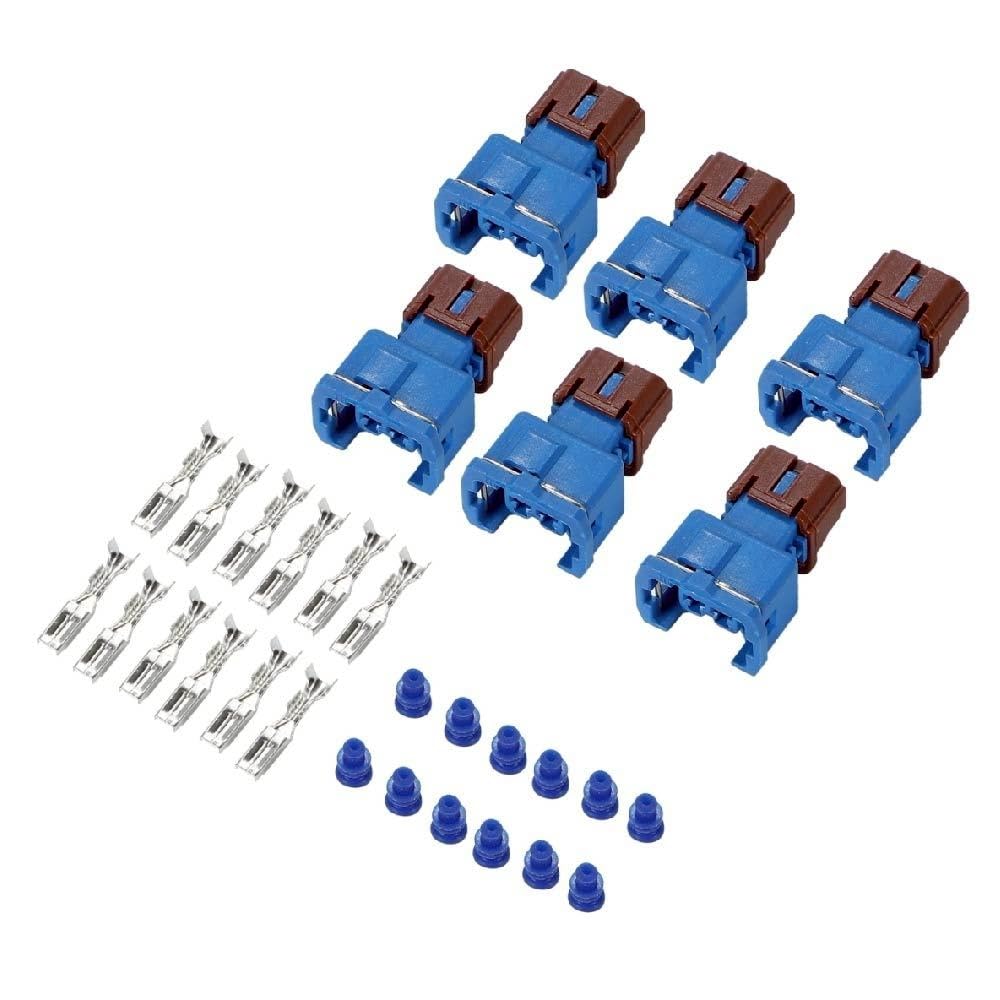 6個 インジェクターカプラー コネクター リブ / オフセットタイプ フェアレディーZ スカイライン ステージア ローレル シーマ セドリック グロリア 等 EV1 RB20DET VG30DETT HCR32 HNR32 C33 C34 A31 A32 Z31 Z32 Z33 Y31 Y32 角型 インジェクター 端子 カプラー セット品