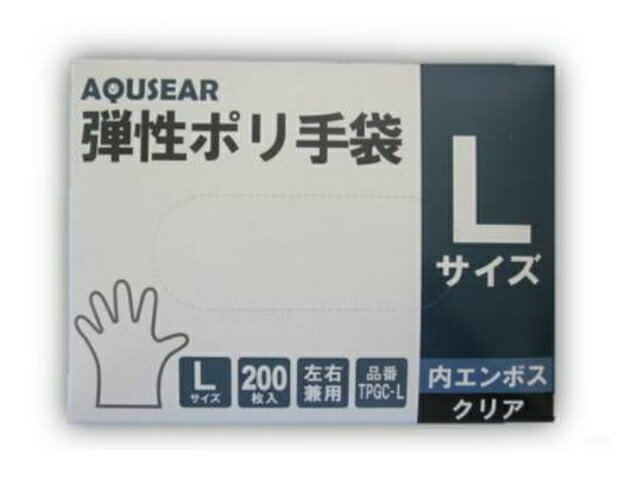 ＼使い捨て手袋 食品衛生法適合／弾性ポリ手袋 内エンボス L