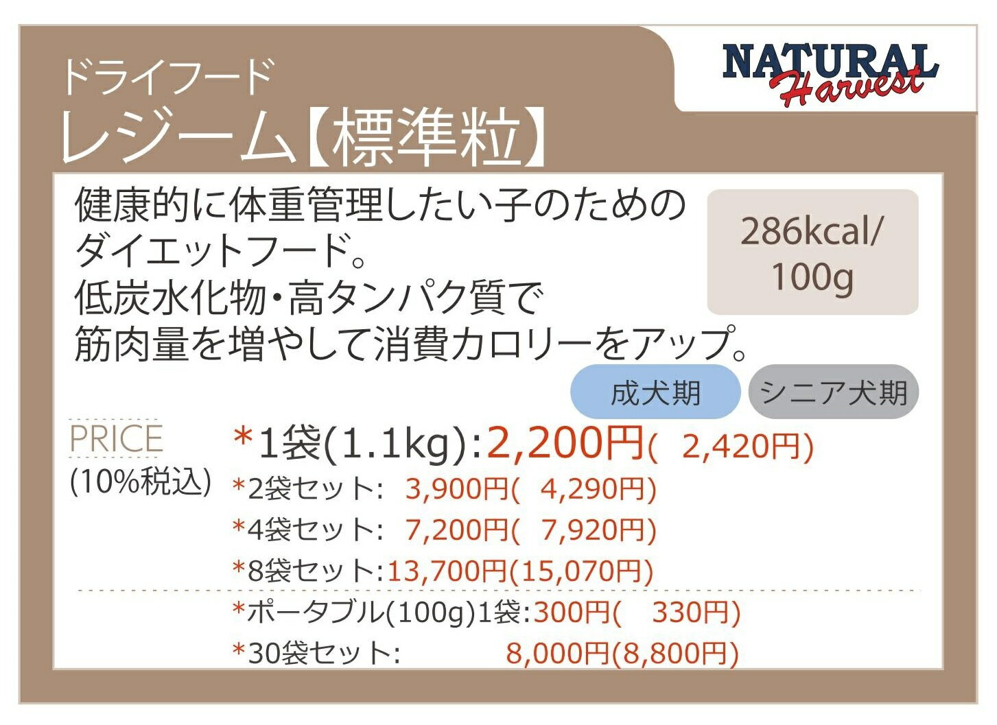 ナチュラルハーベスト レジーム 1.1kg×1袋ダイエットフード