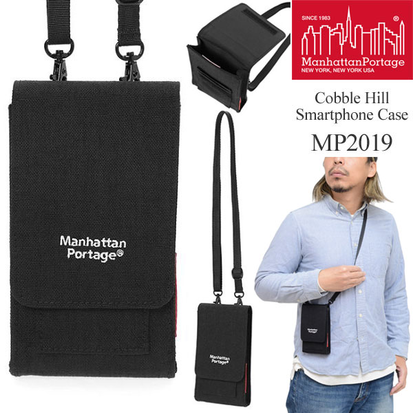 【正規取扱店】マンハッタンポーテージ Manhattan Portage スマホケース メンズ レディース コブルヒルスマートフォンケース Cobble Hill Smartphone Case ブラック MP2019 2023SS【鞄】2212ri…