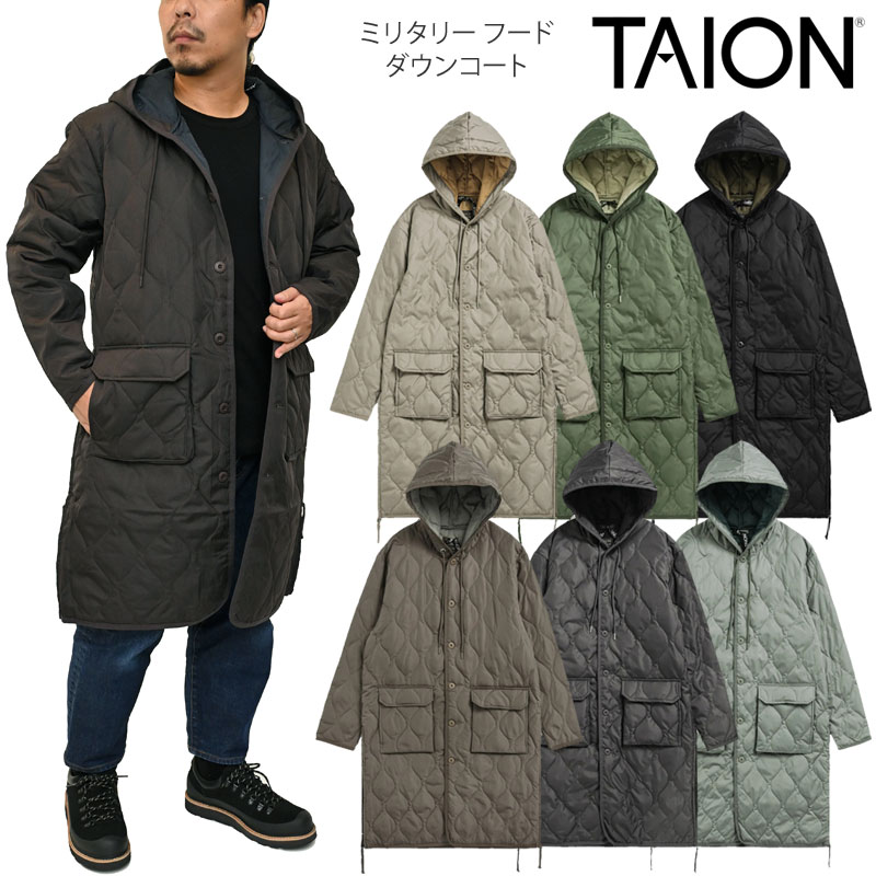 タイオン TAION ダウン メンズ レディース ミリタリー フード ダウンコート 106BML-LONG 2025AW【服】2512wann