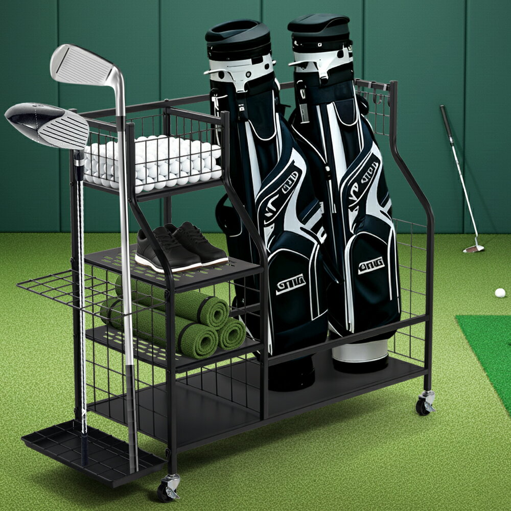 ゴルフバッグ 収納 ベランダ キャスター ロック付 収納 収納ラック 収納スタンド 室内 屋内 ゴルフ クラブ ラック 物置 ベランダ シューズ 屋外 ゴルフ収納 2個収納 ゴルフバッグスタンド ガレージ ケース スタンド 3段 棚 収納ラック ストレージラック ゴルフ収納