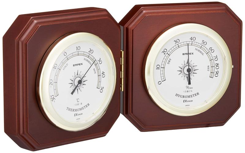 エンペックス気象計 温度湿度計 インペリアル温湿度計 置き用 日本製 ブラウン TM-711