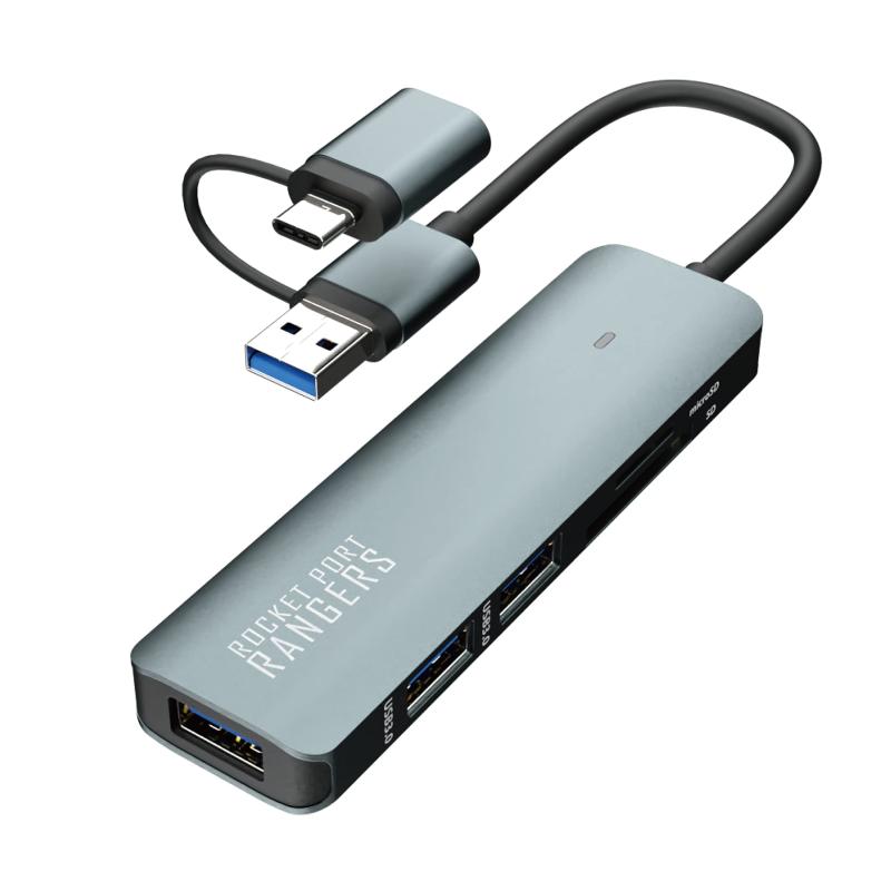 エアリア ROCKETPORT RANGERS USB Type-C 変換付属 USB Hub USB3.0 x3 SD/MicroSDスロット Windows Mac OS 対応 SD-U…