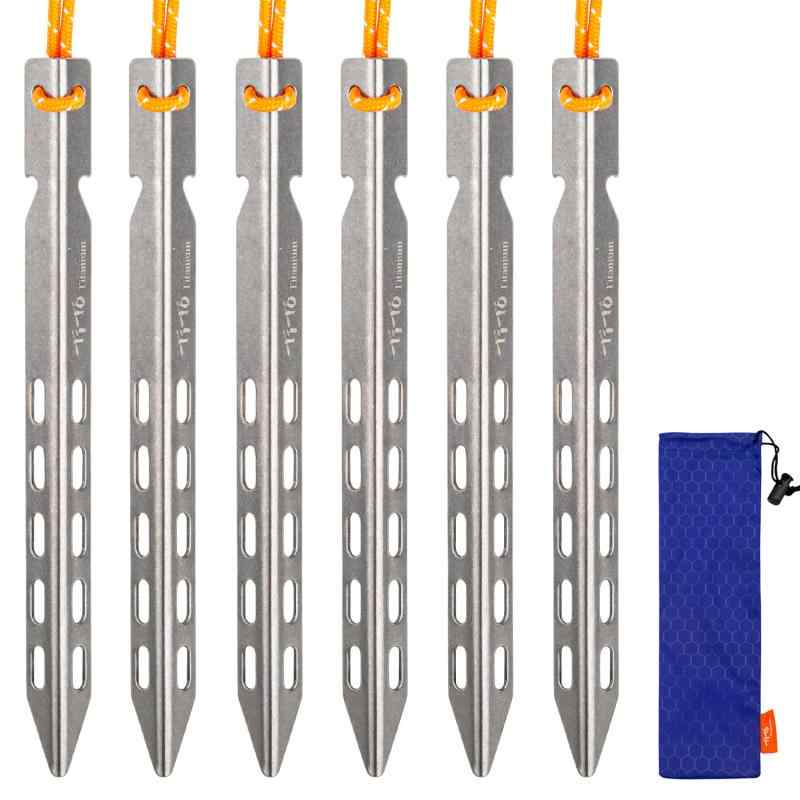 TiTo V型チタン合金テントペグ 14×160mm/10×160mm Y字 ペグ 軽量 持ち運び便利 丈夫な 硬い土 砂地 草地用 タープペグ キャンプ設営用具 収納袋付き 4/6/8本セット