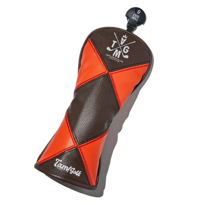 TAM GOLF DIAMOND PU Head Cover for Hybrid タムゴルフ 合皮レザー ヘッドカバー ユーティリティ用 ダイヤ柄 チェック柄 スクウェア おしゃれ 派手 シンプル かっこいい ホワイト ブラック レッド オレ