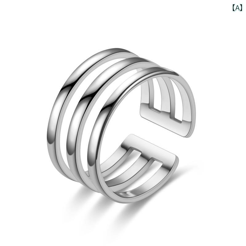 リング メンズ レデース 婚約 結婚 指輪 ペア アクセサリー 指輪 韓国 ジュエリー ライブ 調整可能 チタン鋼 クロスボーダー ステンレス
