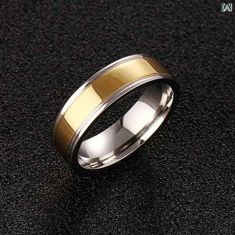 リング メンズ レデース 婚約 結婚 指輪 ペア アクセサリー 指輪 韓国 チタン鋼 ゴールド 二 クロスボーダー